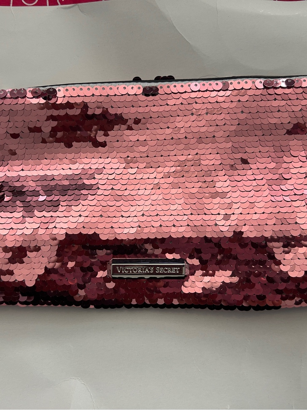 Victoria's Secret Rose Pink Reversible Sequin Clutch